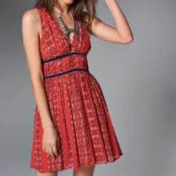 Abercrombie & Fitch Burnt Orange Floral Chiffon Dress - S - Picture 5 of 5